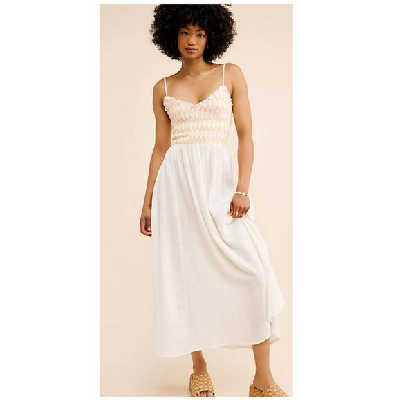 Free People Sweet Nothings Cotton Gauze Midi Sundress Size Small - Picture 1 of 12